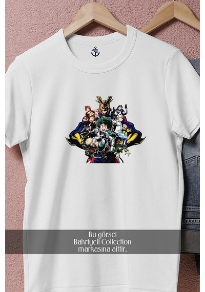 Bahriyeli Collection Oversize My Hero Academia, Vol 1 Poster Tasarımlı Unisex T-shirt Beyaz