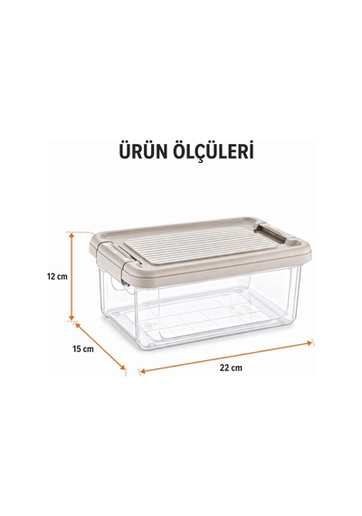 Kilitli Saklama Kabı Şeffaf Organizer Pp Plastik Gıda Saklama Kabı Kapaklı Sızdırmaz Buzdolabı Krem-bej 32247418
