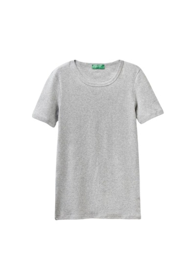 United Colors Of Benetton Basic Kısa Kollu Bisiklet Yaka T-shirt Gri Melanj