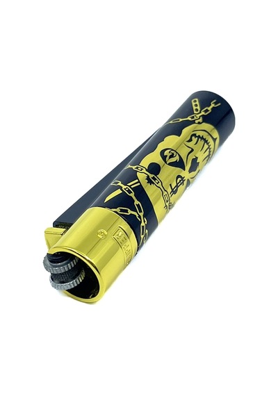 Clipper Deadly Chains Serisi Metal Çakmak - Gold Siyah
