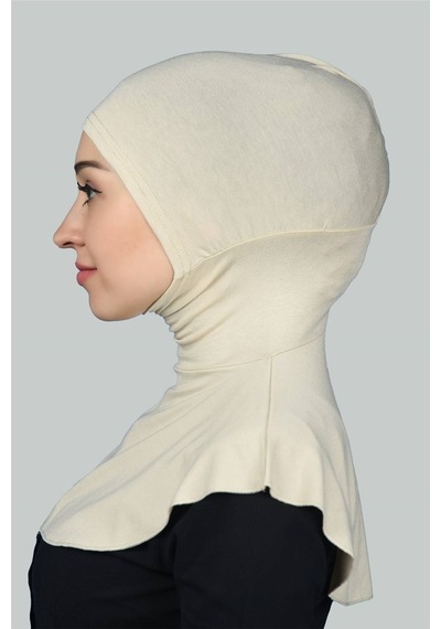 Altobeh Kadın Tesettür Pratik Boyunluklu Hijab - Sporcu Bone Krem