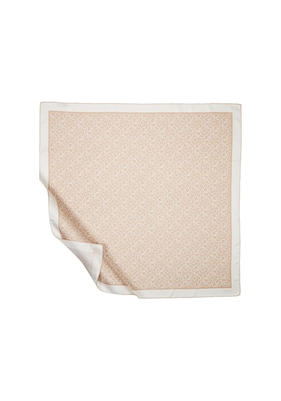 İpek Evi İpekevi Twill İpek Eşarp - Typo Monogram - Koyu Krem