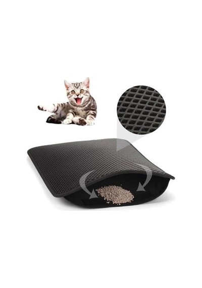 Gri Elekli Kedi Tuvalet Önü Kum Temizleyici Paspas 2li