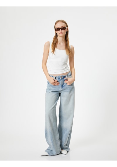 Koton Basic Atlet Kolsuz Kare Yaka Slim Fit Ekru 4sal30224ık Ekru