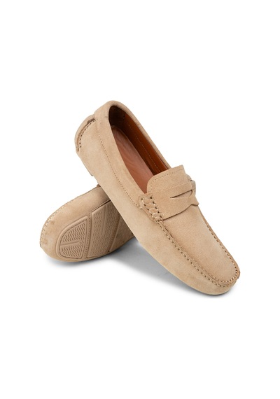 Deery Erkek Hakiki Süet Bej Penny Loafer - E0920mbejc01