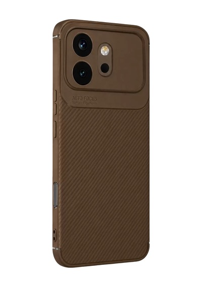Newface Huawei Honor 600 Auto Focus Karbon Kapak - Kahverengi Diğer
