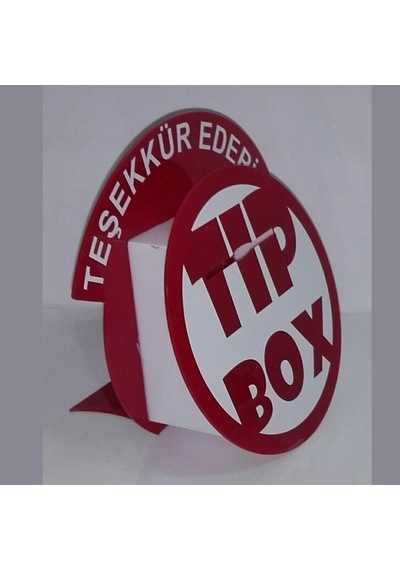 Tip Box Bahşiş Kutusu, Sadaka Kutusu ve Kumbara Kırmızı Pleksi Daire Model