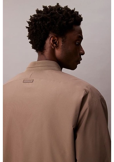 Calvin Klein Erkek Regular Fit Fermuarlı Bomber Ceket - Bej Morel