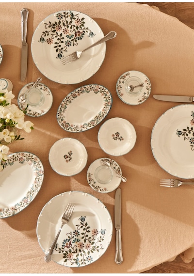 Bella Maison Vintage Porselen 52 Parça 12 Kişilik Kahvaltı Takımı Mavi Mavi