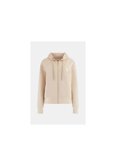 Guess Kadın Kapüşonlu Fermuarlı Sweatshirt Bej