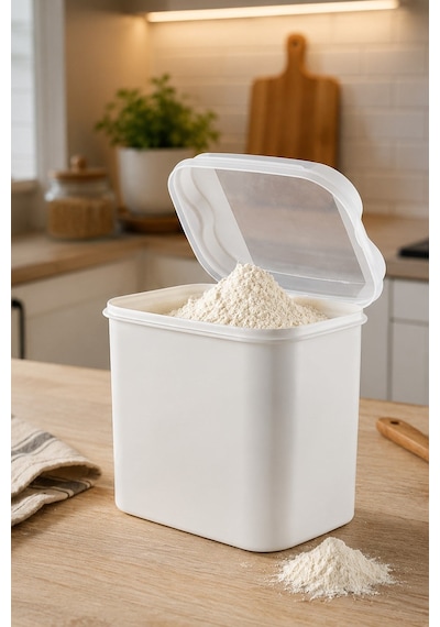 2'li Masal Saklama Kabı Beyaz 4,5 Litre Un Ve Bakliyat Saklama Kabı Kapaklı Erzak Düzenleyici Vp-033 Diğer