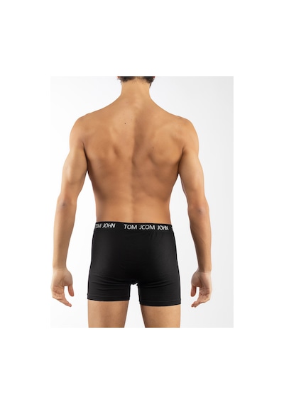 Tom John Erkek Boxer 5 Li Paket Likralı Siyah