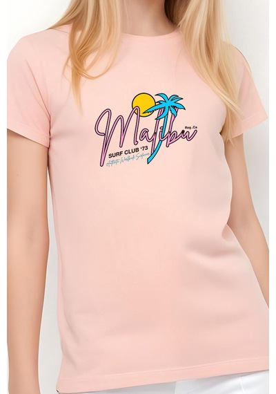 Fyk Kids Kız Çocuk Basic Malibu Baskılı T-shirt Somon