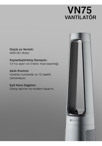 Dijitsu Vn75 Uzaktan Kumandalı Kule Tipi Vantilatör