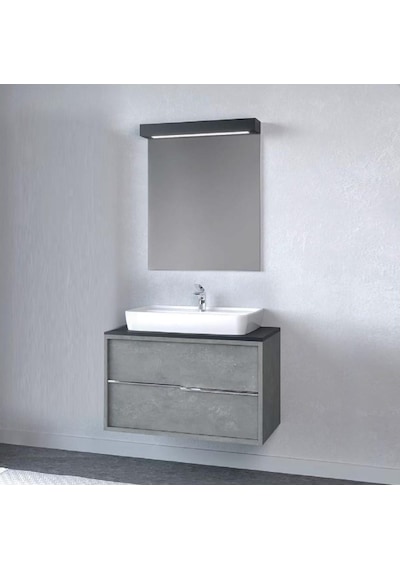 Denko Matia 80 Cm Mdf Retro Gümüş Banyo Dolabı Takımı Gümüş
