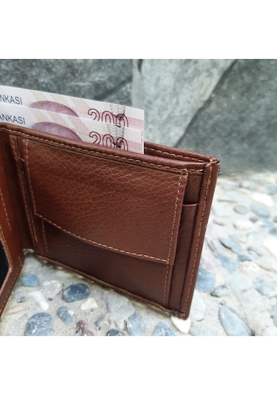 Gvnbag Hakiki Deri Erkek Bozuk Para Gözlü Taba Cüzdan Gvn-0130