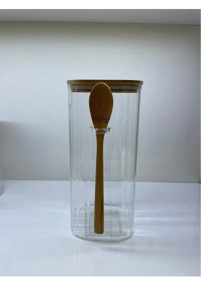 Cooker Cam Bambu Kaşıklı Kavanoz 21.5cm Şeffaf