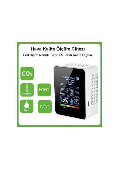 Techtic Dijital Hava Kalite Ölçüm Cihazı Sıcaklık Nem