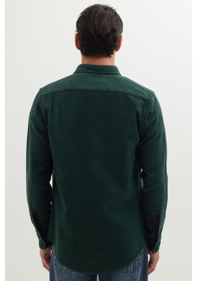 Tudors Erkek Slim Fit Dar Kesim Uzun Kollu Düz Kışlık Oduncu Yeşil Gömlek-41537 Yeşil Tudors Erkek Slim Fit Dar Kesim Uzun Kollu Düz Kışlık Oduncu Yeşil Gömlek-41537 Yeşil