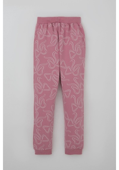 Breeze Kız Çocuk Eşofman Takımı Fiyonk Desenli Bağcık Aksesuarlı 4-8 Yaş, Pembe