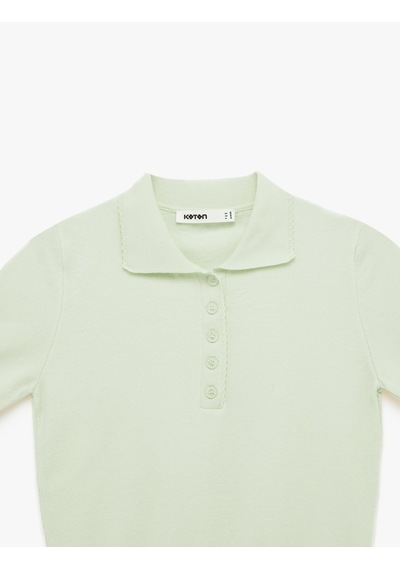 Koton Düğmeli Kısa Kollu Polo Yaka Triko Kazak Mınt 6sak90042ht Mint