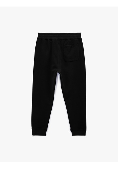 Koton Rahat Kesim Cepli Pamuklu Beli Lastikli Jogger Spor Eşofman Altı Siyah 6sam40084nk
