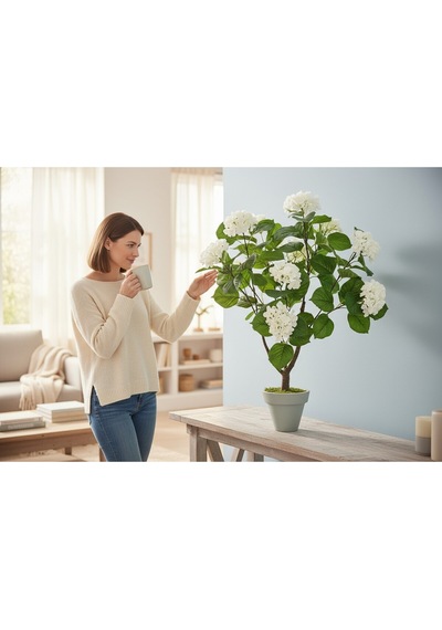 Yapay Ağaç 100 Cm Beyaz Ortanca Yeşil