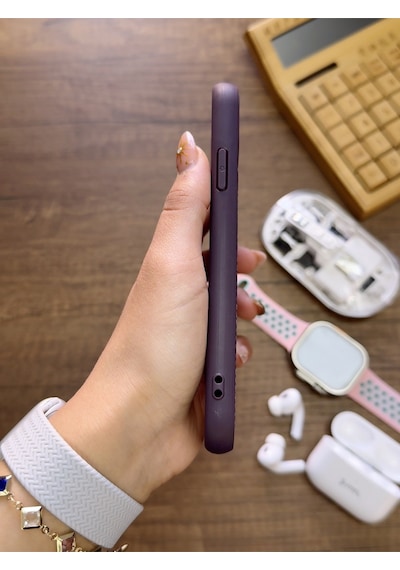 Apple iPhone 12/12 Pro Uyumlu Premium Deri Dokulu Darbelere Karşı Dayanıklı Nazal Silikon Kılıf Mor