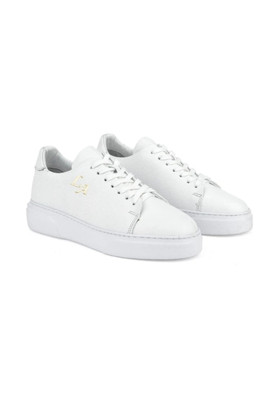Twingold Kalın Ortopedik Tabanlı %100 Deri Sneaker Spor Ayakkabı - Beyaz Beyaz