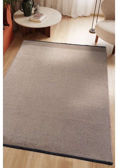 Modern Desenli Yıkanabilir Şönil Dokuma Saçaklı Kaymaz Taban Salon Mutfak Halı Kilim Vizon
