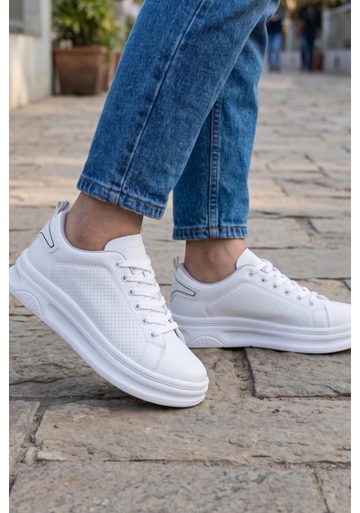 In Step Mcqueen Unısex Beyaz Günlük Spor Ayakkabı - Yüksek Tabanlı Comfort Sneaker