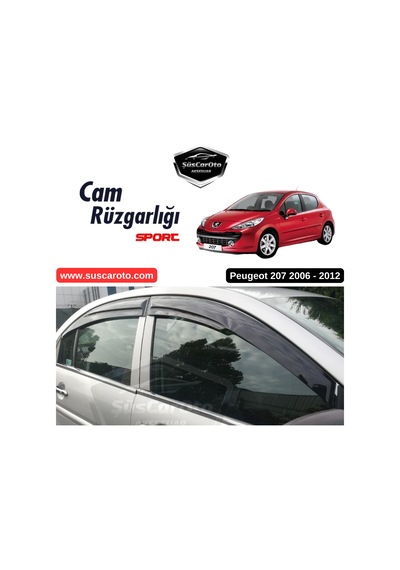 Peugeot 207 2006-2012 Uyumlu Mugen Cam Rüzgarlığı Seti Piano Black 4'lü İthal (00) (ŞüsCarOto Aksesuar)