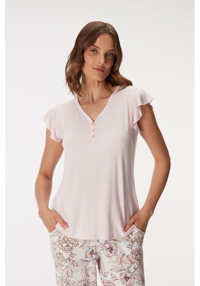 Anıl Man11370-1006 Anil Ev Giyim Man11370 11370 Kadın T-shirt Ve Pantolon Takım Pembe