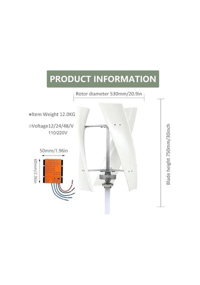 Dikey Rüzgar Türbini Jeneratör Kiti, 16000 W, 12 V/24 V/48 V/110 V/220 V, Küçük Dikey Üç Fazlı Ac Rüzgar Türb