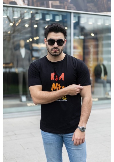 Erkek It Is A Mike Thing Baskılı Erkek T-shirt Siyah