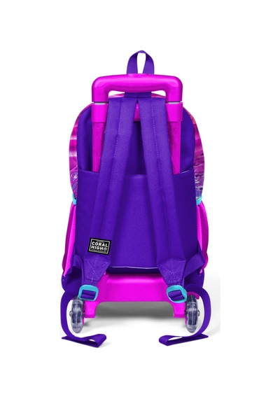 Coral High Kids Pembe Mor Kaplumbağa Desenli Üç Bölmeli Çekçekli Okul Sırt Çantası 23956