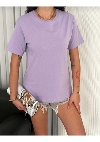 Kozia Outdoors Malkoçbey Baskısız Oversize Unisex Basic T-şhirt Lila Lila