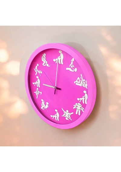 Kamasutra Fosforlu Magenta Pembe Duvar Saati Camlı Çap 28 Cm Pembe