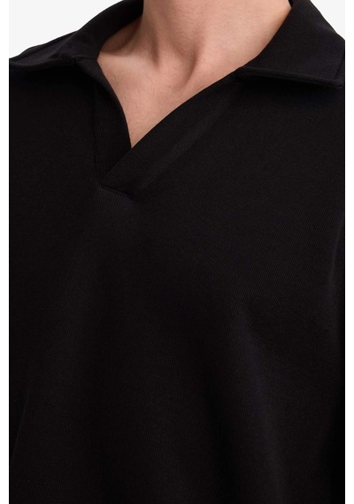 Defacto Boxy Fit Polo Yaka Sweatshirt G6475ax25wnbk81 Siyah-bk81
