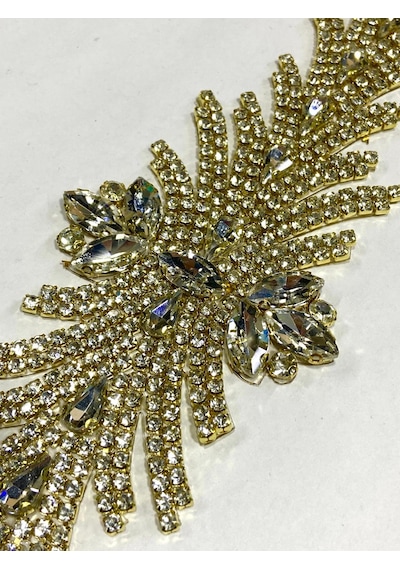 Ütüyle Yapışan Kristal Taşlı Aplike / Gold Aplike / Mdl102
