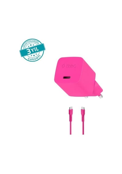 Special Collectıon Smartcharger Pro Gan 20w Pd Seyahat Hızlı Şarj Aleti + Usb-c - Usb-c 3a Kablo 1.2m 2scg20cn  Neon Pembe