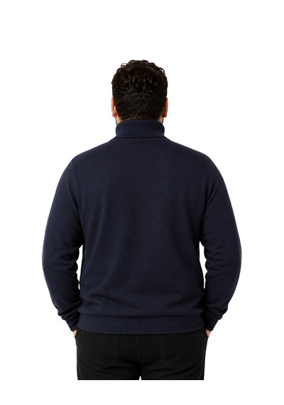 Battalmoda Erkek Büyük Beden Lacivert Tam Balıkçı Pamuklu Kazak 3xl-4xl-5xl-6xl