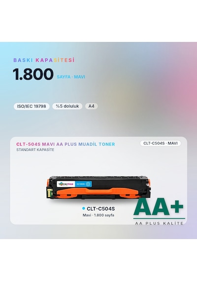 Samsung Clt-c504s Mavi Uyumlu Toner Aa Plus / Clp-415 / Clx-4195 / Xpress C1810 / C1860