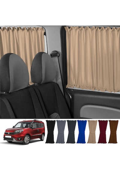Pandami Fiat Doblo Iı Kısa Şase 2010-2023 Uyumlu Krem Raylı Oto Perde Takımı