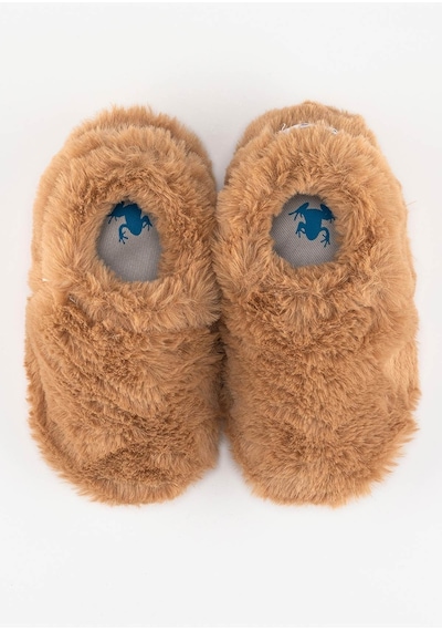 Furry Furry Kestane Kahverengi Kürk Barefoot Patik Kahverengi