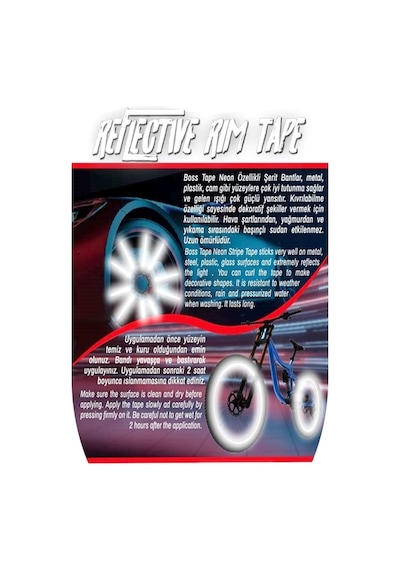 Neon Jant Bandı Beyaz Araç Otomobil Motosiklet Parlayan Reflektör