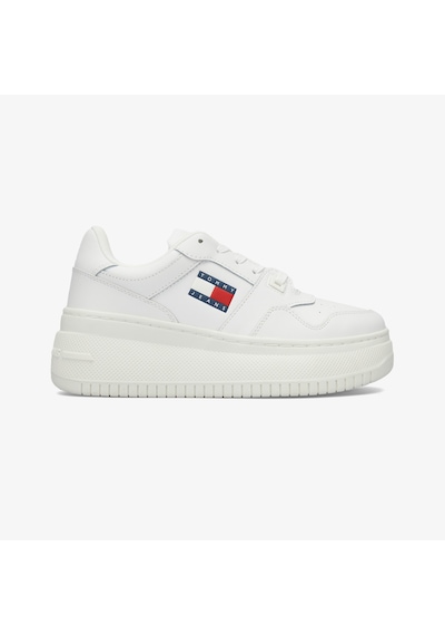 Tommy Hilfiger Tommy Jeans Retro Basket Flatform Kadın Beyaz Sneaker Düz En0en02506 Beyaz