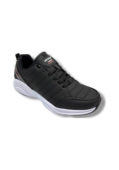 Wickers 2353-26 Cilt Deri Anatomik Erkek Sneaker Siyah Beyaz Siyah