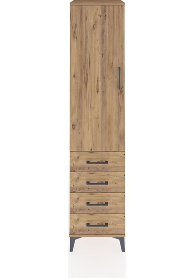 Hyperion Dolap 2 Raflı 4 Çekmeceli Tek Askılı 44x44x195 Çam-çam Atlas Çam