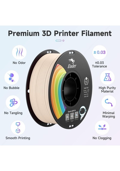 Resmi 3d Yazıcı Filament Ender Pla Pro Filament, Pla+ 3d Baskı Filamenti, Dayanıklı Ve Dayanıklı, Boyutsal Doğruluk +/-0,02 Mm, 1,04 Kg/makara Ep+-bej, Ender Pla Pro-1kg